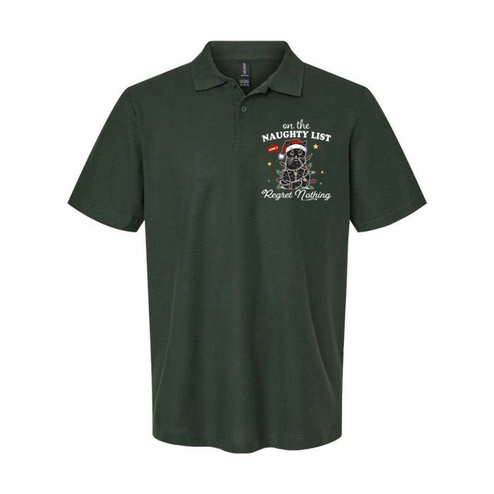 Funny Christmas Cat On The Naughty List And I Regret Nothing Softstyle Adult Sport Polo