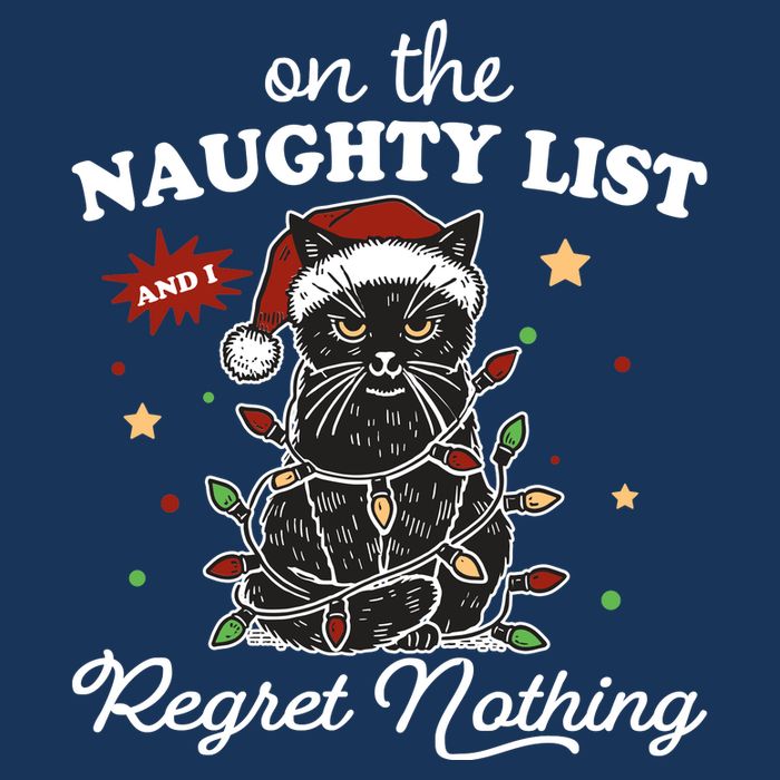 Funny Christmas Cat On The Naughty List And I Regret Nothing Infant Baby Jersey Bodysuit