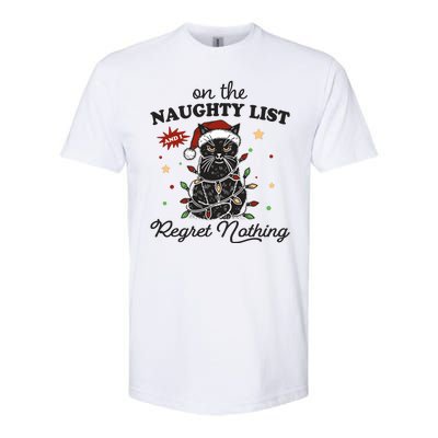 Funny Christmas Cat On The Naughty List And I Regret Nothing Softstyle CVC T-Shirt