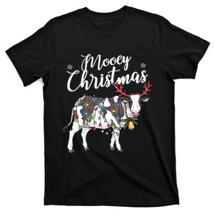 Festive Cow Christmas Lights Hilarious Holiday Decor T-Shirt