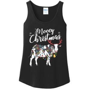 Festive Cow Christmas Lights Hilarious Holiday Decor Ladies Essential Tank