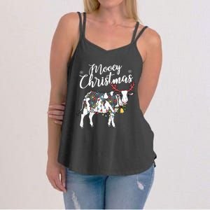 Festive Cow Christmas Lights Hilarious Holiday Decor Women's Strappy Tank