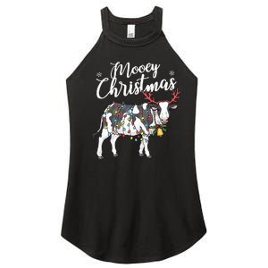 Festive Cow Christmas Lights Hilarious Holiday Decor Women's Perfect Tri Rocker Tank