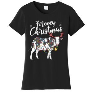 Festive Cow Christmas Lights Hilarious Holiday Decor Women's T-Shirt