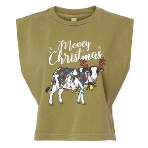 Festive Cow Christmas Lights Hilarious Holiday Decor Garment-Dyed Women's Muscle Tee