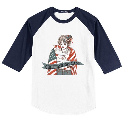 Funny Childless Cat Lady Graphic Baseball Sleeve Shirt