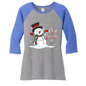 Family Clothing: Christmas Snow Let It Snow Funny Gift Women's Tri-Blend 3/4-Sleeve Raglan Shirt