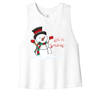 Family Clothing: Christmas Snow Let It Snow Funny Gift Women's Racerback Cropped Tank