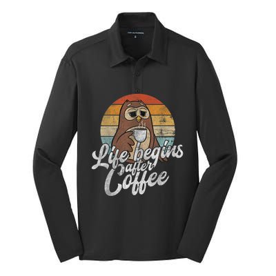 Funny Coffee , Coffee Lover Gifts, Owl Tees Silk Touch Performance Long Sleeve Polo