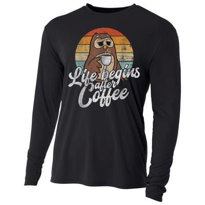 Funny Coffee , Coffee Lover Gifts, Owl Tees Cooling Performance Long Sleeve Crew