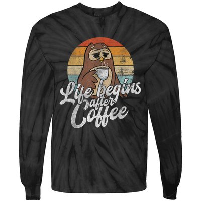 Funny Coffee , Coffee Lover Gifts, Owl Tees Tie-Dye Long Sleeve Shirt