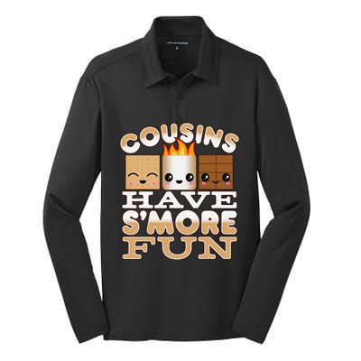 Family Camping Cousins Have S'more Fun Silk Touch Performance Long Sleeve Polo