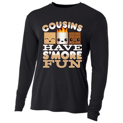 Family Camping Cousins Have S'more Fun Cooling Performance Long Sleeve Crew