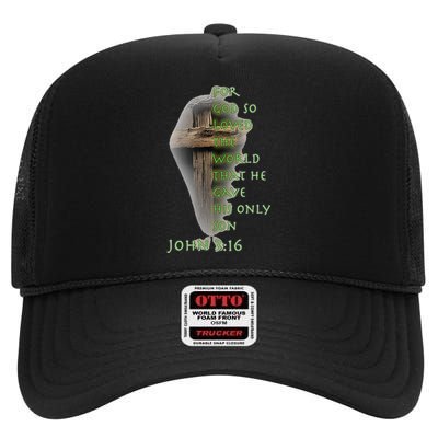 Faith Christian Cross Bible John 316 Reflection High Crown Mesh Back Trucker Hat