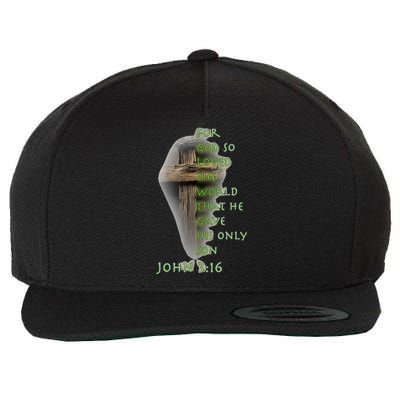 Faith Christian Cross Bible John 316 Reflection Wool Snapback Cap