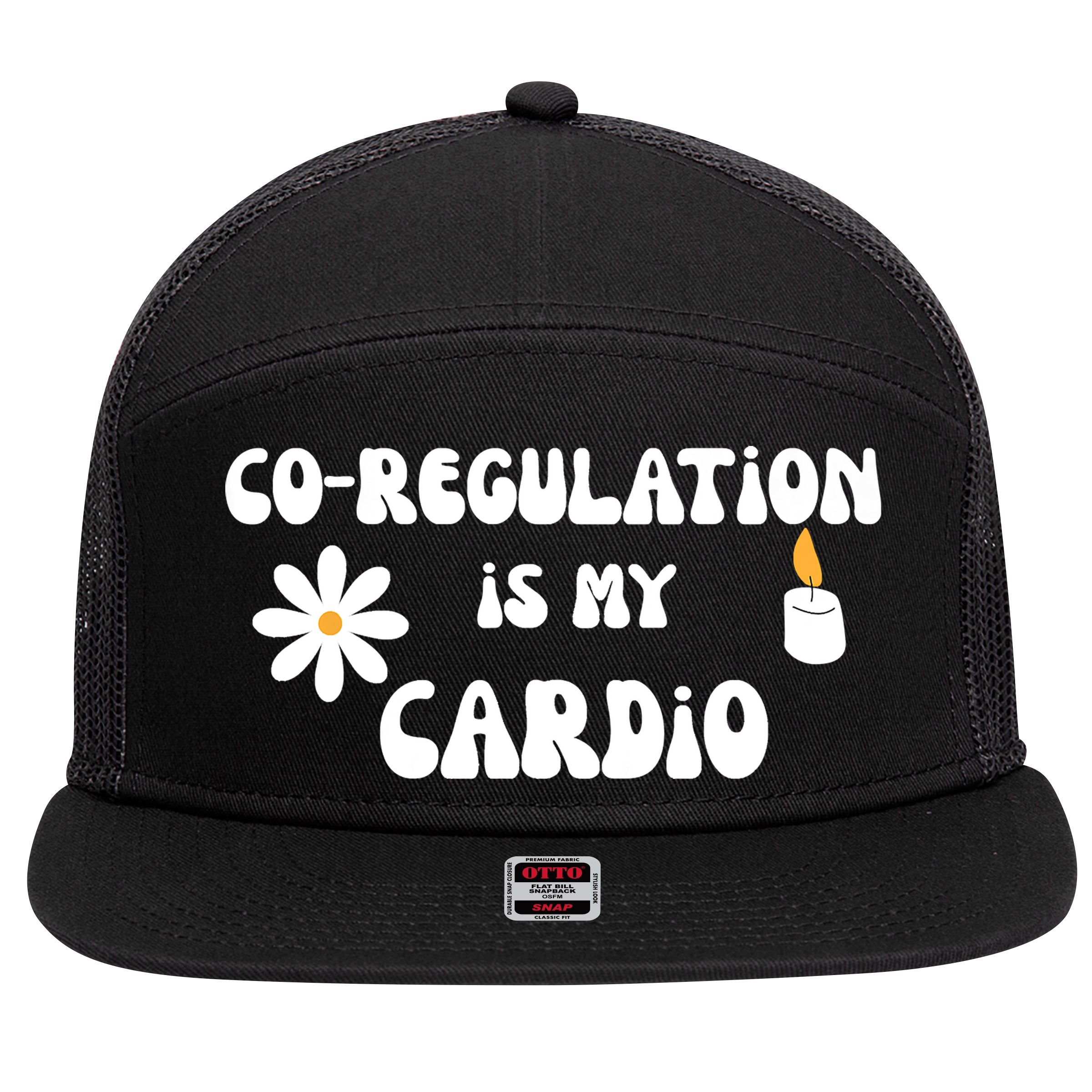 Flower Candle Co Regulation Is My Cardio 7 Panel Mesh Trucker Snapback Hat
