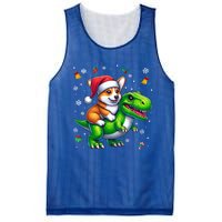 Funny Christmas Corgi Riding Dinosaur Santa Hat Snowflakes Gift Mesh Reversible Basketball Jersey Tank