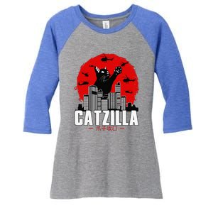 Funny Catzilla Cute Cat Stuff For Cat Lover Women's Tri-Blend 3/4-Sleeve Raglan Shirt