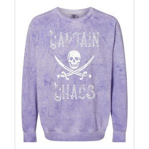 Funny Captain Chaos Retro Pirate Pontoon Boating Colorblast Crewneck Sweatshirt