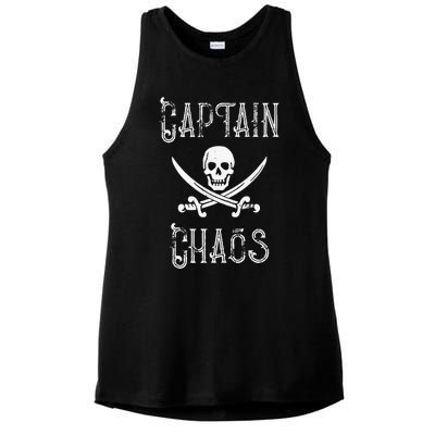 Funny Captain Chaos Retro Pirate Pontoon Boating Ladies PosiCharge Tri-Blend Wicking Tank