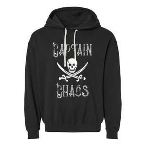 Funny Captain Chaos Retro Pirate Pontoon Boating Garment-Dyed Fleece Hoodie