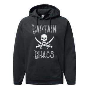 Funny Captain Chaos Retro Pirate Pontoon Boating Performance Fleece Hoodie