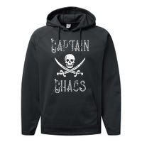 Funny Captain Chaos Retro Pirate Pontoon Boating Performance Fleece Hoodie