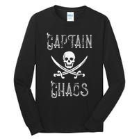 Funny Captain Chaos Retro Pirate Pontoon Boating Tall Long Sleeve T-Shirt