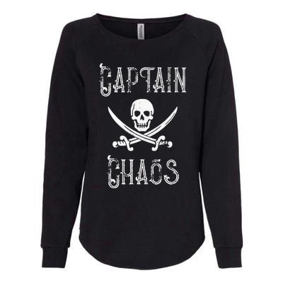 Funny Captain Chaos Retro Pirate Pontoon Boating Womens California Wash Sweatshirt