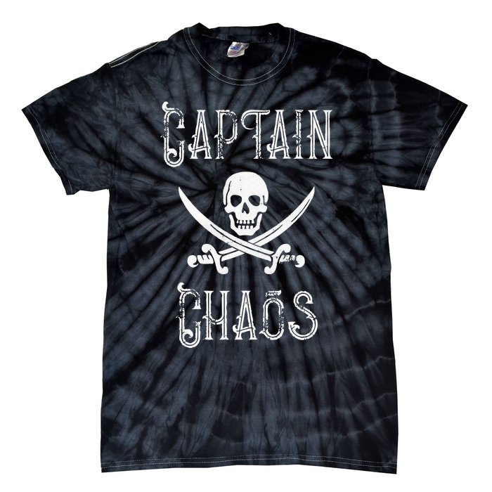 Funny Captain Chaos Retro Pirate Pontoon Boating Tie-Dye T-Shirt