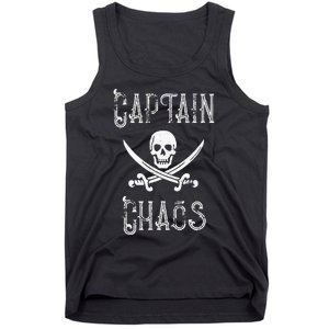 Funny Captain Chaos Retro Pirate Pontoon Boating Tank Top