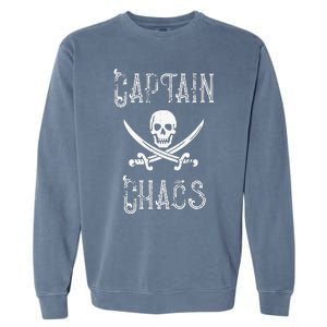 Funny Captain Chaos Retro Pirate Pontoon Boating Garment-Dyed Sweatshirt