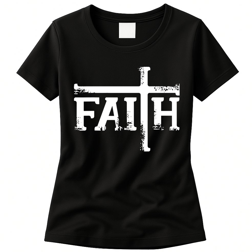 Faith Cross Christian Vintage Womens T-Shirt