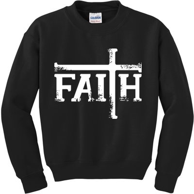 Faith Cross Christian Vintage Kids Sweatshirt