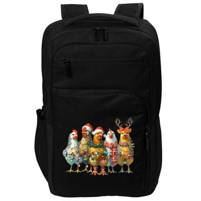 Funny Chicken Christmas Lights Farm Animal Cute Xmas Holiday Impact Tech Backpack