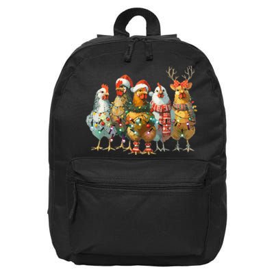 Funny Chicken Christmas Lights Farm Animal Cute Xmas Holiday 16 in Basic Backpack