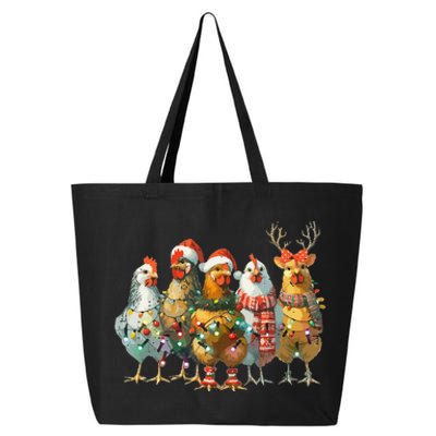 Funny Chicken Christmas Lights Farm Animal Cute Xmas Holiday 25L Jumbo Tote