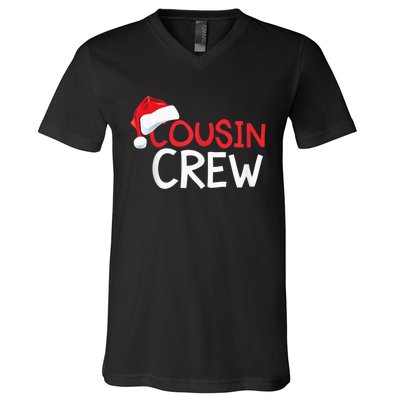 Funny Cousin Crew Santa Hat Matching Christmas Sleeping Xmas V-Neck T-Shirt