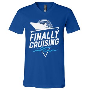 Finally Cruising Cruise Ship Family Vacation Gift V-Neck T-Shirt