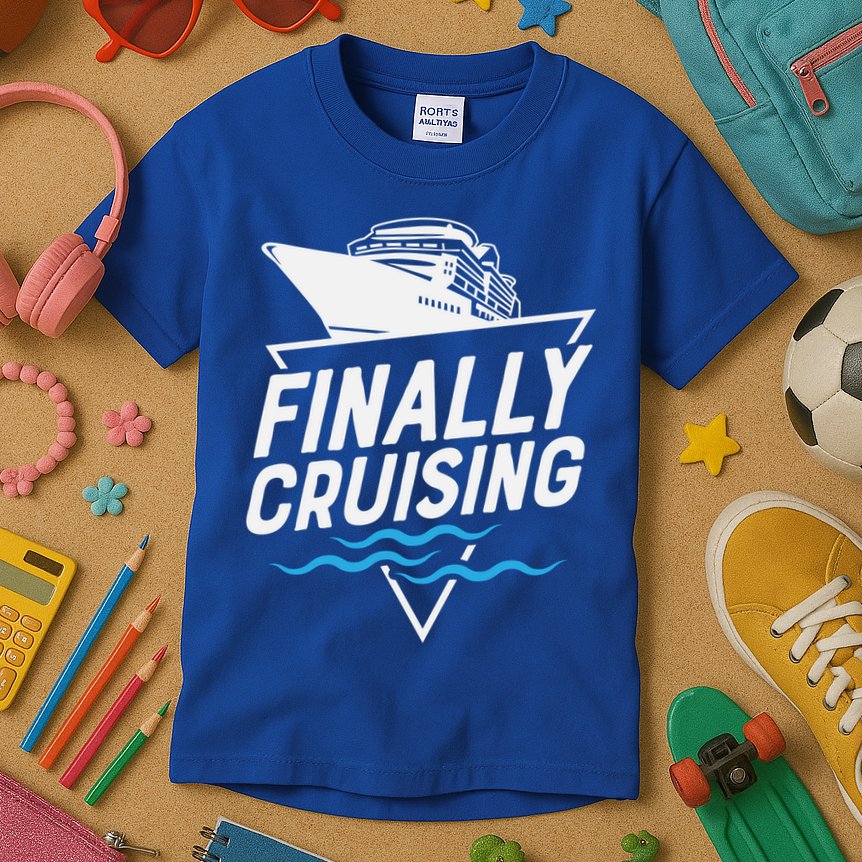 Finally Cruising Cruise Ship Family Vacation Gift Kids T-Shirt