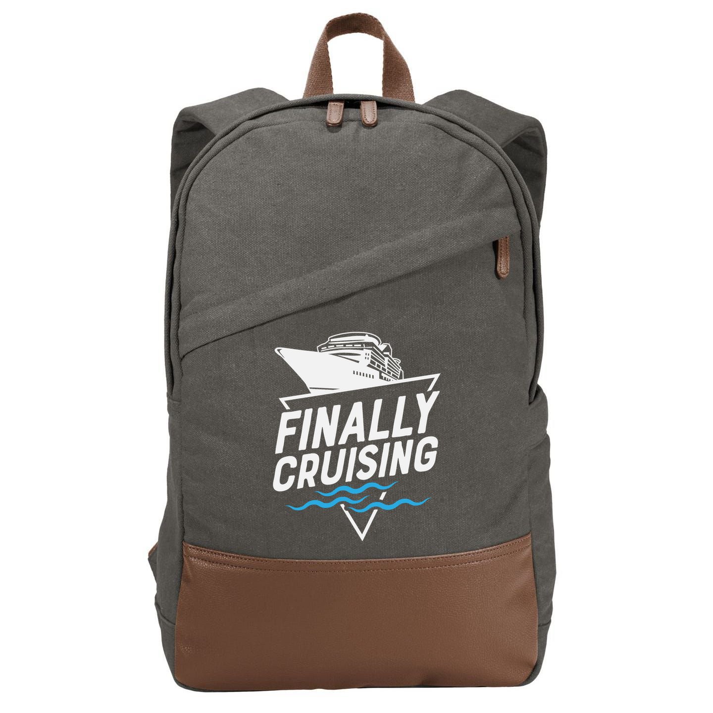 Finally Cruising Cruise Ship Family Vacation Gift Cotton Canvas Backpack