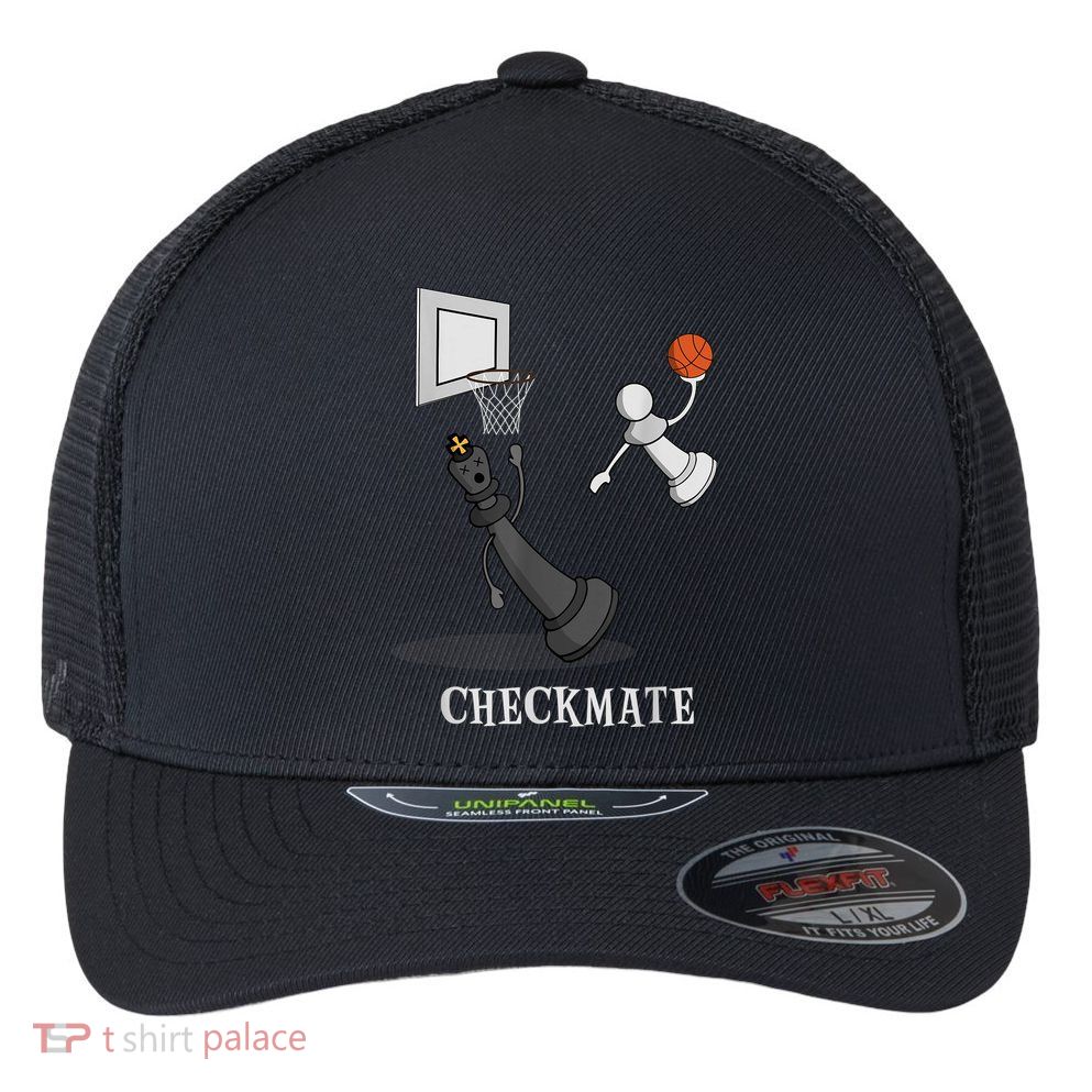 Funny Checkmate Chess Basketball Game Board King Pawn Piece Flexfit Unipanel Trucker Cap