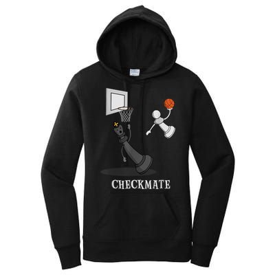 Funny Checkmate Chess Basketball Game Board King Pawn Piece Women's Pullover Hoodie