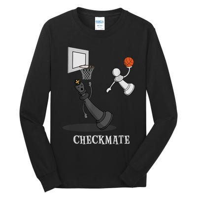 Funny Checkmate Chess Basketball Game Board King Pawn Piece Tall Long Sleeve T-Shirt