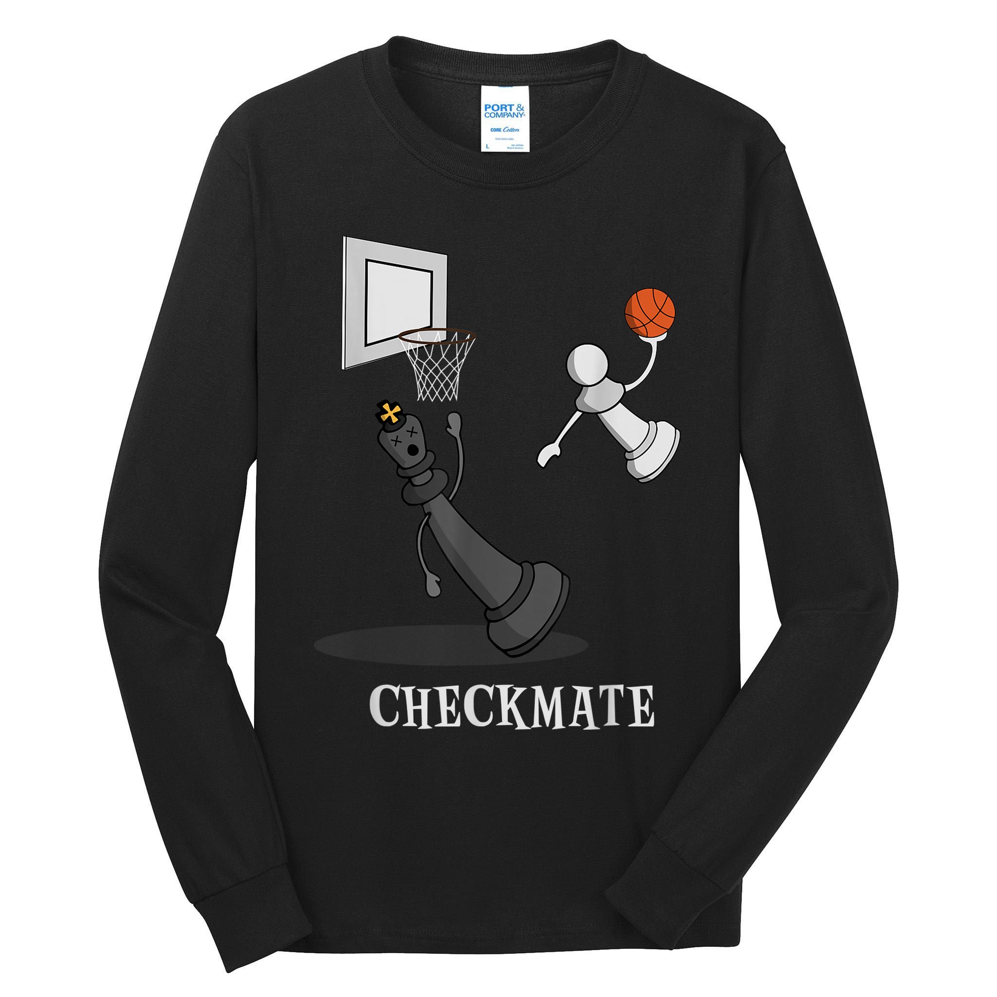 Funny Checkmate Chess Basketball Game Board King Pawn Piece Tall Long Sleeve T-Shirt