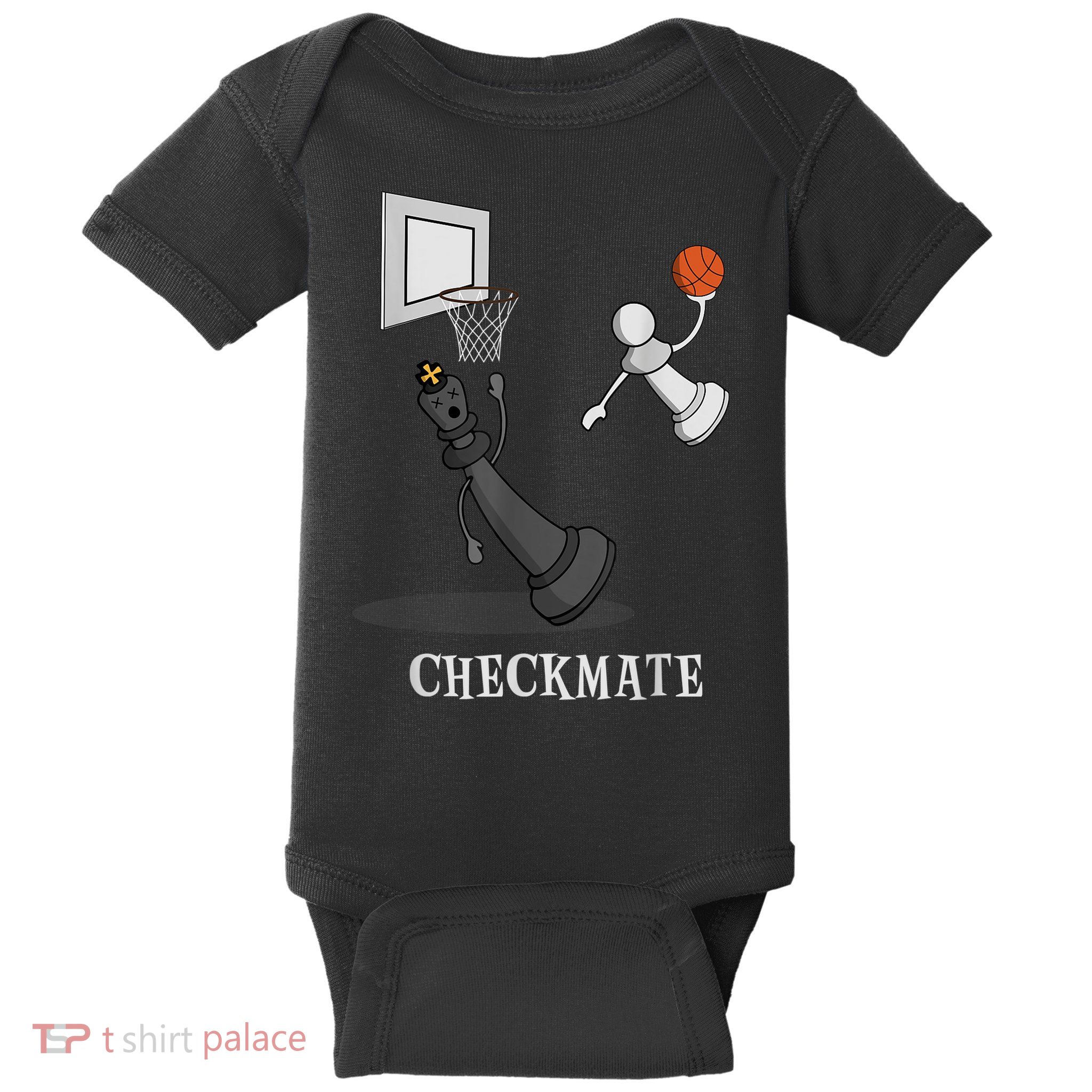 Funny Checkmate Chess Basketball Game Board King Pawn Piece Baby Bodysuit