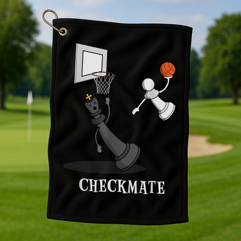 Funny Checkmate Chess Basketball Game Board King Pawn Piece Golf Towel