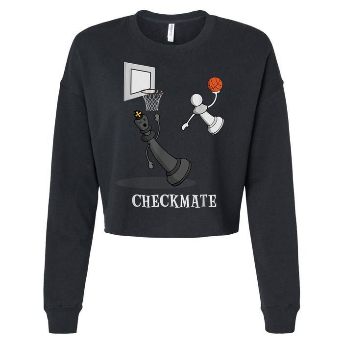 Funny Checkmate Chess Basketball Game Board King Pawn Piece Cropped Pullover Crew