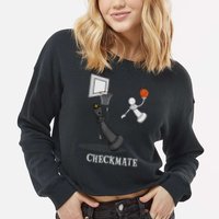 Funny Checkmate Chess Basketball Game Board King Pawn Piece Cropped Pullover Crew
