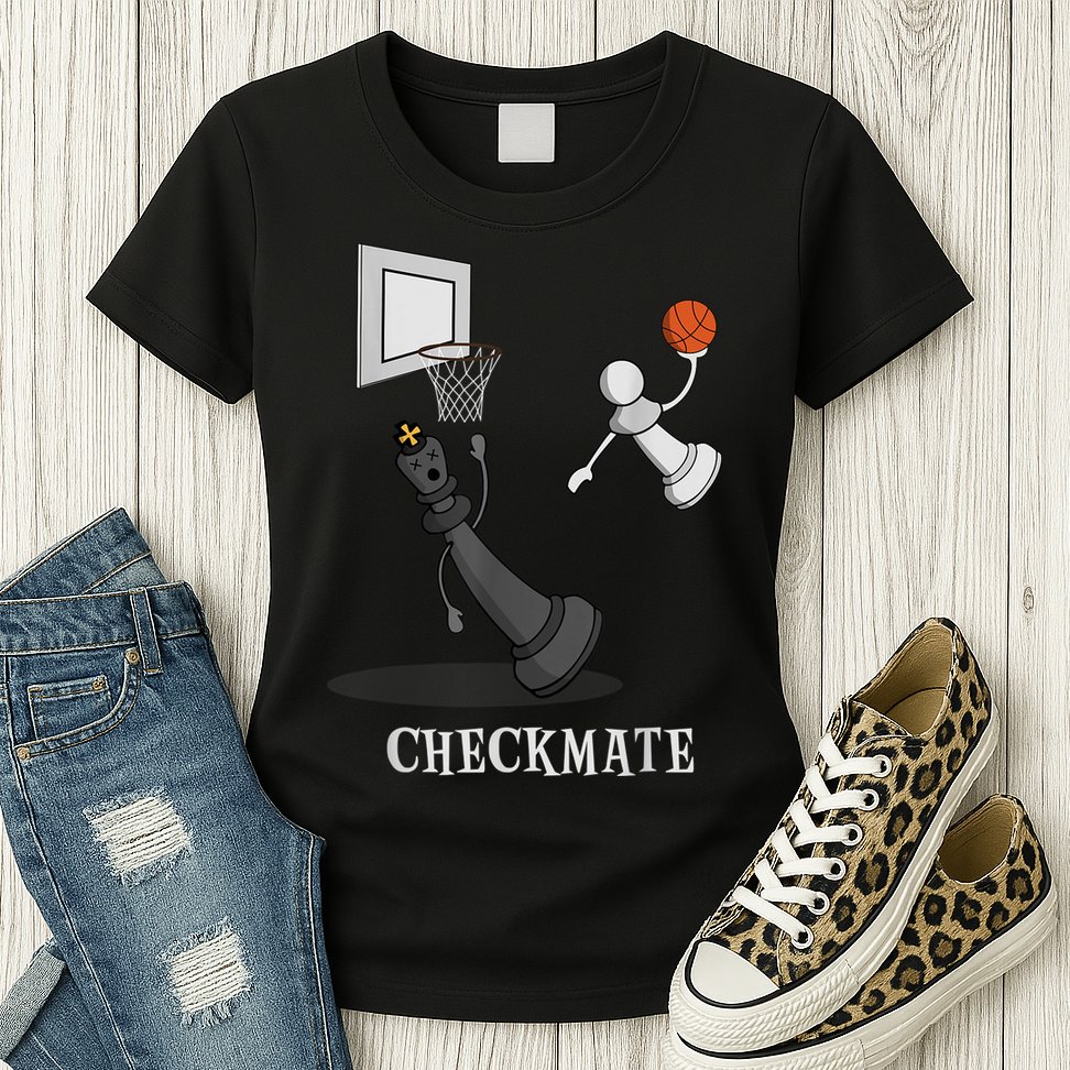Funny Checkmate Chess Basketball Game Board King Pawn Piece Womens T-Shirt